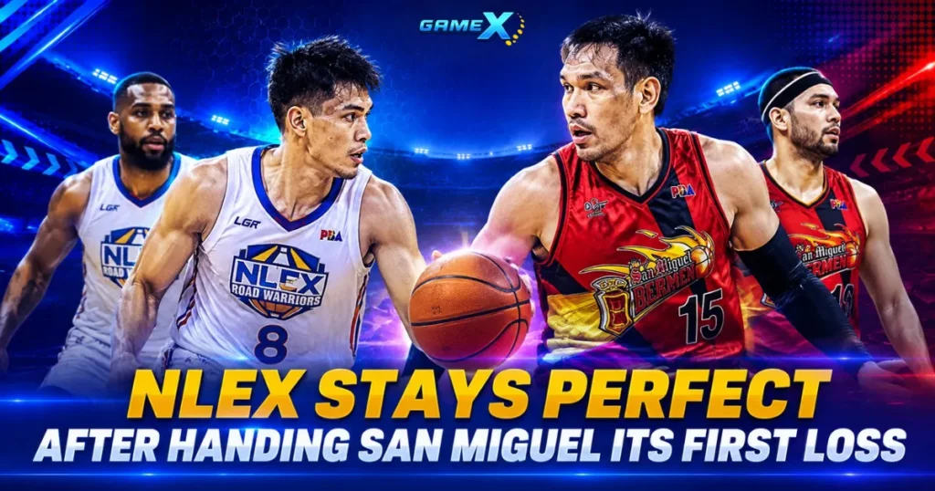image of nlex stays perfect after handing san miguel its first loss