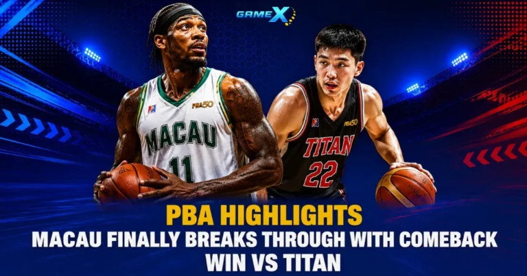 image of pba highlights macau vs titan: macau finally breaks through with comeback win vs titan